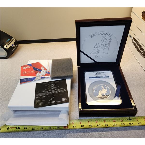 2013 UK Britannia 5oz fine silver 10 british pounds coin - 715/4,650 - NGC graded, PF69 Ultra Cameo 