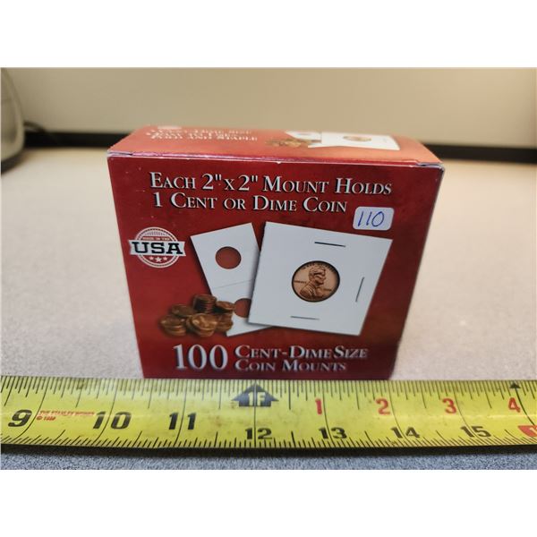 100pcs of 2x2" penny/dime size coin mounts - new