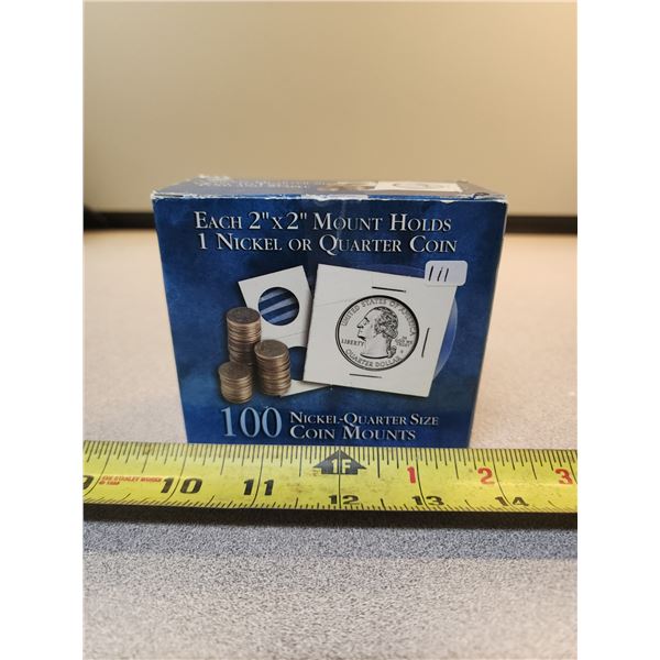 100pcs of 2x2" nickel/quarter size coin mounts - new