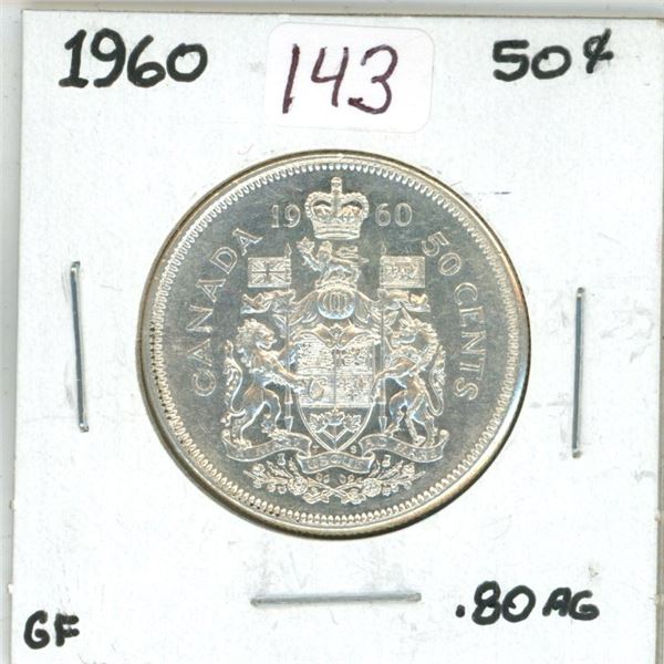 1960 Canadian silver 50 cent coin