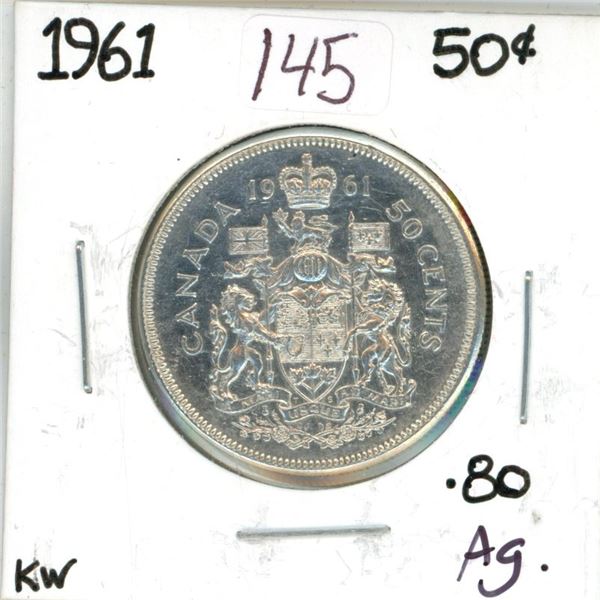 1961 Canadian silver 50 cent coin