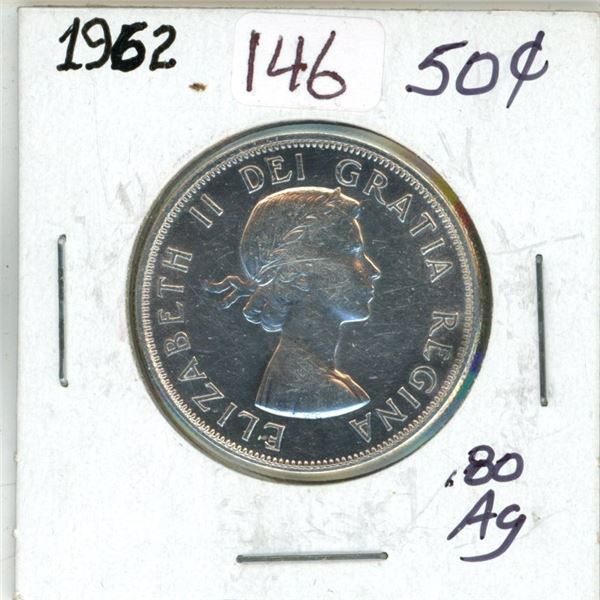 1962 Canadian silver 50 cent coin