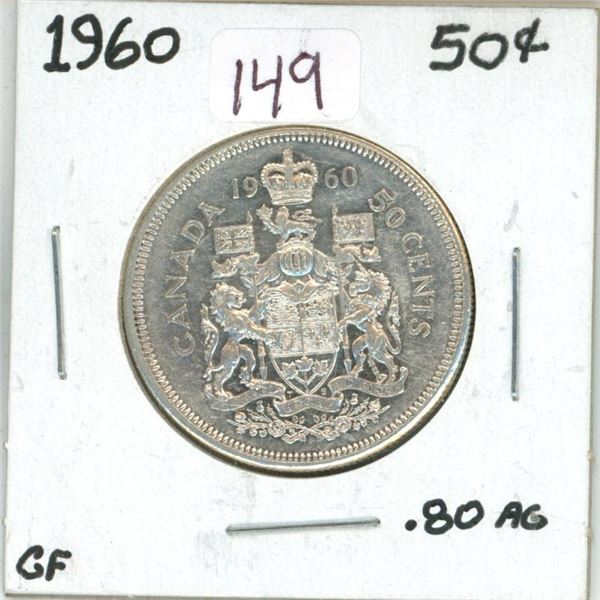 1960 Canadian silver 50 cent coin