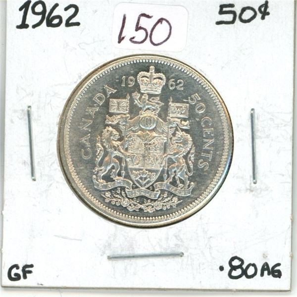 1962 Canadian silver 50 cent coin