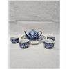Image 2 : Vintage Blue and White Teapot with Tray and Four Cups