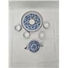 Image 4 : Vintage Blue and White Teapot with Tray and Four Cups