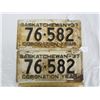 Image 1 : Pair of 1937 Saskatchewan License Plates
