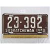 Image 1 : 1949 Saskatchewan License Plate