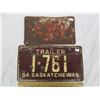 Image 1 : 1954 and 1945 Saskatchewan Trailer Plates
