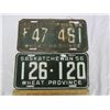 Image 1 : 2  1956 Saskatchewan License Plates