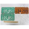 Image 1 : 3 Saskatchewan License Plates Pair of 1969 and a 1963