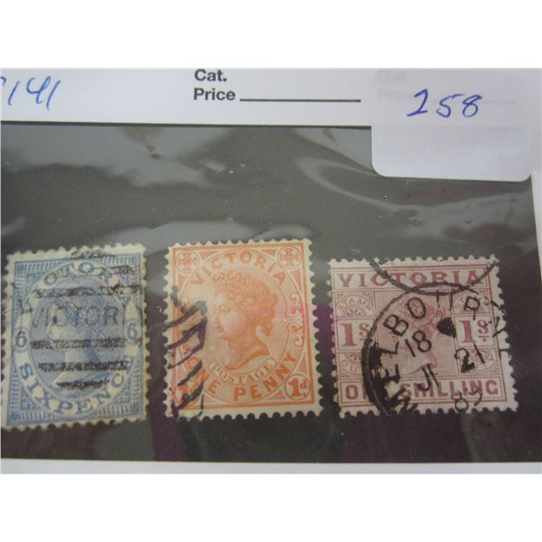 3 Victorian Stamps from Victoria Australia