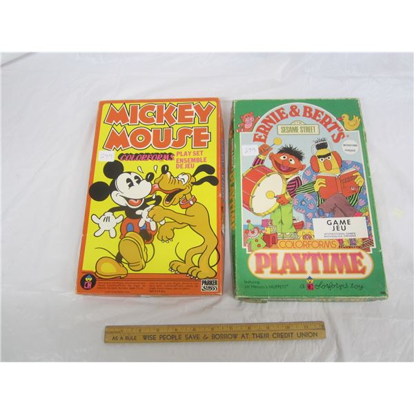Vintage Mickey Mouse and Sesame Street Color Forms