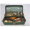 Image 1 : Antique Fishing Tackle Box with Lures and Some Wooden Plugs