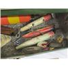 Image 5 : Antique Fishing Tackle Box with Lures and Some Wooden Plugs
