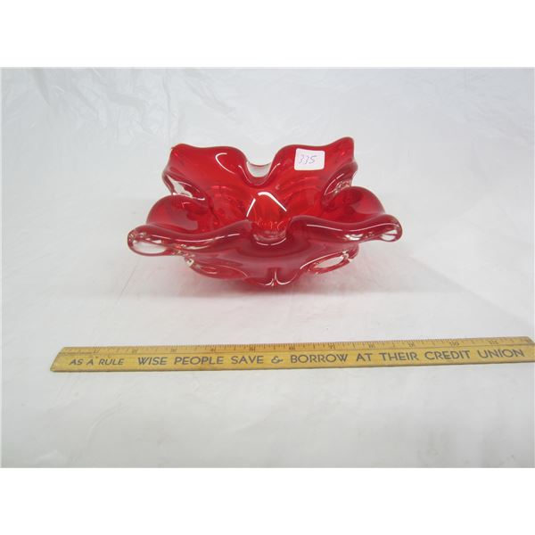 Red Unmarked Chalet Glass Bowl  No Chips
