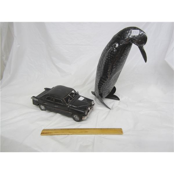 Lot of 2 Decorator Items Car and Penguin