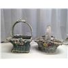 Image 1 : 2 outdoor ceramics Basket planters, approx 1ft x 1ft