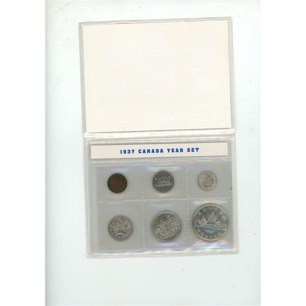 1937 Canadian Birth Year Coin Set. 6-coin set from 1 cent to Silver Dollar.