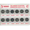 Image 1 : 2000 Canadian Millennium 25 Cents. Complete set of 12 coins.