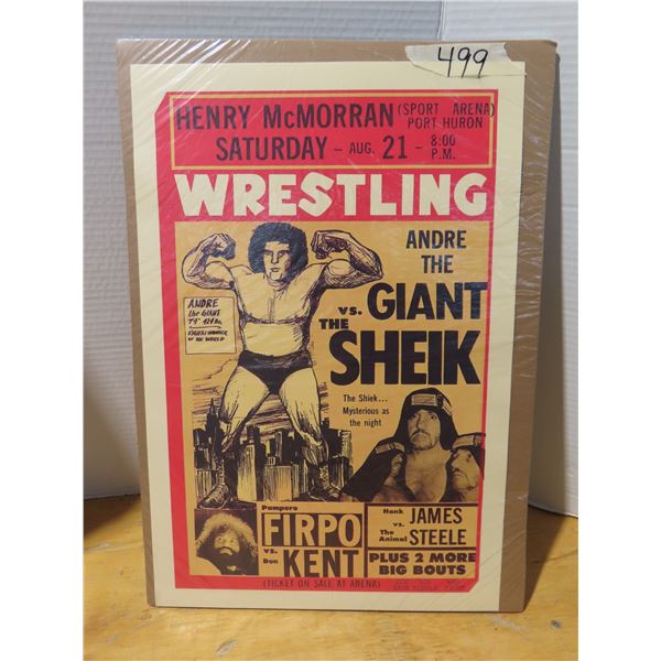 Andre the giant vs the sheik wrestling poster
