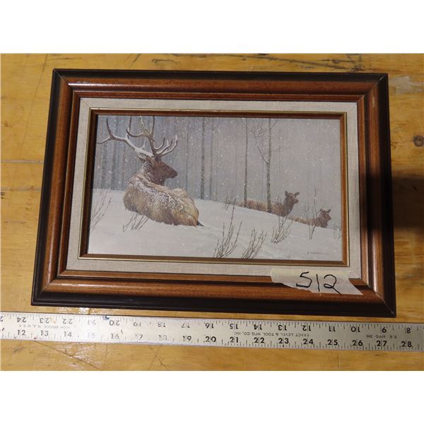 Robert  bateman framed elk print -15"x11"