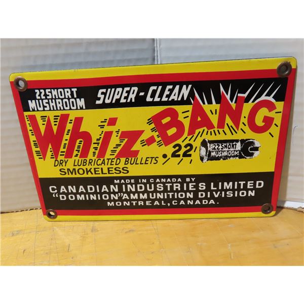 Porceline whiz bang shell sign- reproduction- 8"x5"