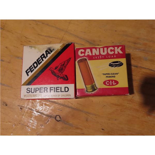 2 vintage shell boxes NOS 12and 20 gauge- full