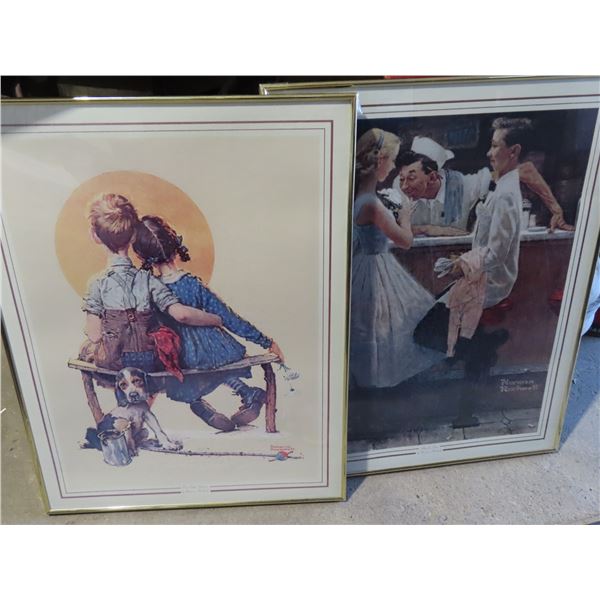 2 large Framed norman rockwell prints-22"x28"