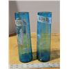 Image 1 : 2 (9.5") blue mary gregory vases