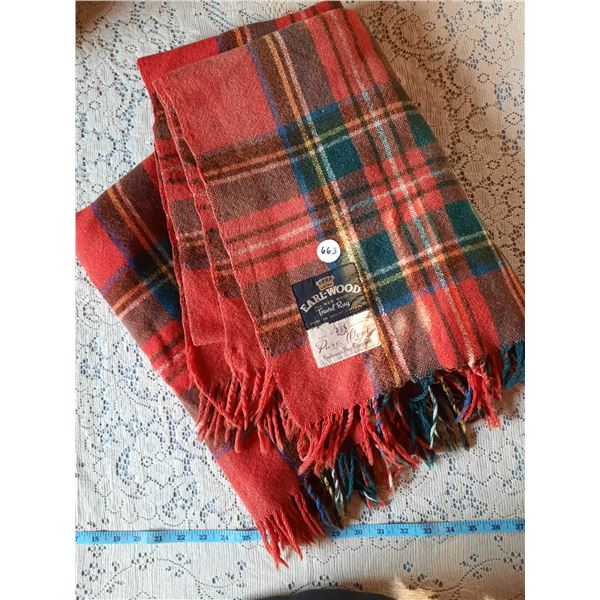 "Earl-Wood Travel Rug" Plaid Wool Blanket 68x58"