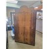 Image 3 : handmade wooden cupboard w/ poppy design - 1930's  61.5"H  x 35.75"W x 11.75"D