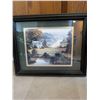 Image 1 : Two Framed prints Summer and Winter Cottages approx. 13" x 16"