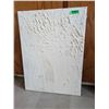 Image 2 : Textured White Painting approx. 17" x 24", 7" Peach Flower Candle Holder, 8" x 8" Square Black Frame