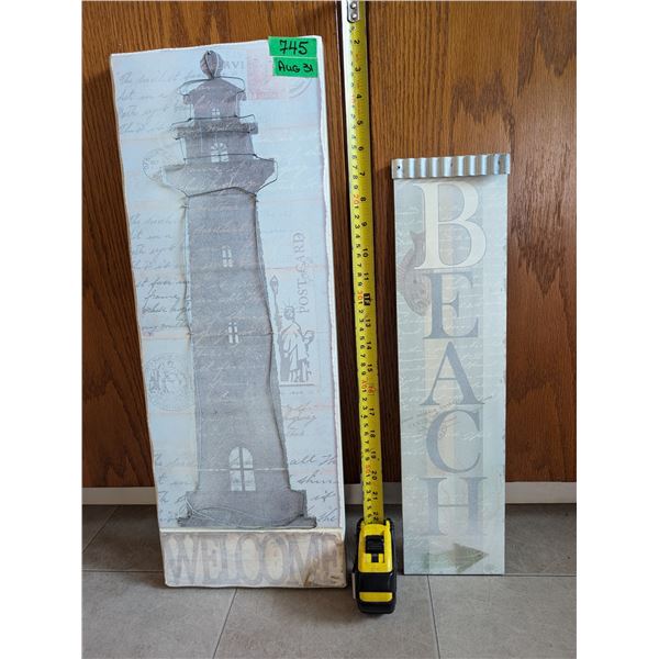 8.5" x 23.5" Lighthouse picture and 4.5" x 19" Beach picture