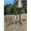 Image 1 : Three Matching Metal Pieces: Candle Holder 19" Wide x 20.5" High, Table Lamp 10" Wide x 23" High, an