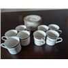 Image 3 : Eight 6.25" Gold Rimmed Porcelain Bread and Butter Plates and Eight Matching Coffee Cups
