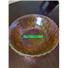Image 1 : Basket Weave Marigold Carnival Glass Bowl 9" Diameter x 3" High