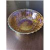 Image 2 : Basket Weave Marigold Carnival Glass Bowl 9" Diameter x 3" High