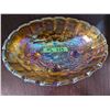 Image 1 : 12" x 8.5" Marigold Grapes and Vines Carnival Glass Fruit Bowl