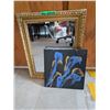 Image 1 : Gold Framed Mirror and Gold and Blue Picture