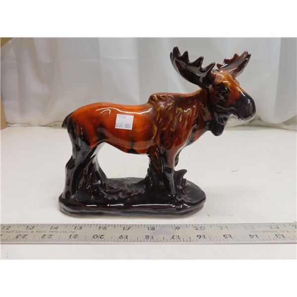 Vintage ceramic moose figurine, w/ brown and orange drip glaze