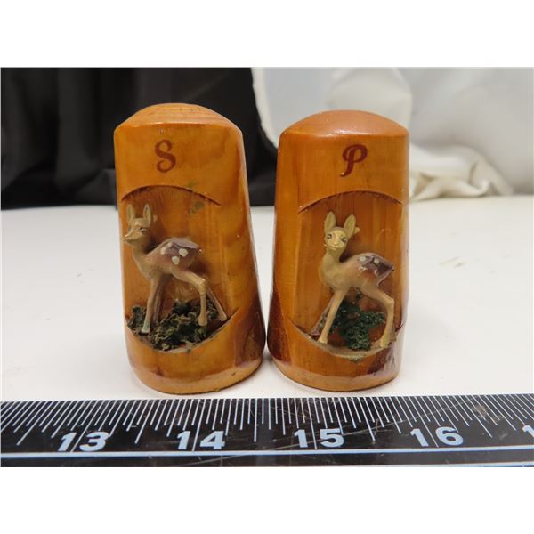 Wooden Deer Salt & Pepper Shakers