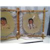 Image 3 : 2 Art Fine Oil Painting Leather Art Wooden Hand made Native American Girl by Ken Wykes 79