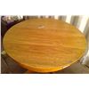 Image 4 : Round Oak pedestal Dining Table, 3 Leaves 29x41"