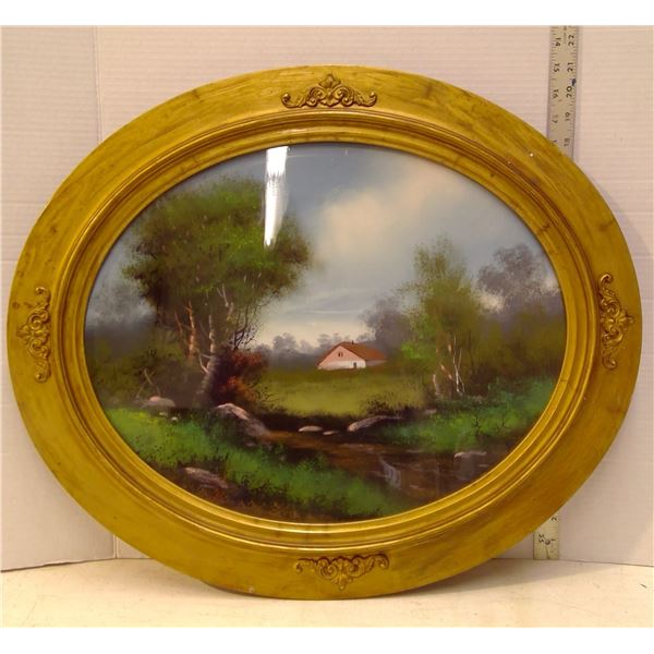 Vintage Art Oval Wood Frame