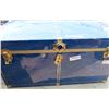 Image 6 : Vintage royal blue metal trunk- 40"x20"X21"
