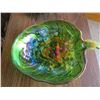 Image 1 : Vintage indiana carnival glass iridescent green harvest grape bowl serving dish salad bowl