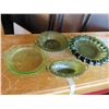 Image 2 : 5 glass dishes - 4 green, one blue