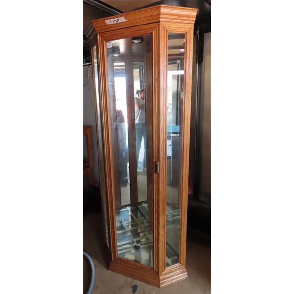 Buhler light up corner glass display cabinet- 75" tall-new